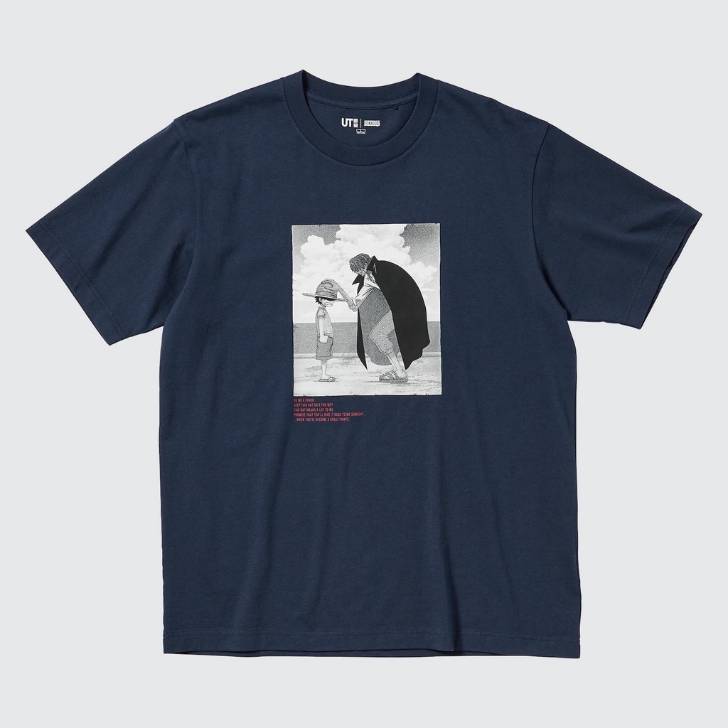 T-SHIRT ONE PIECE X UNIQLO 2022 | UNIQLO X ONE PIECE FILM RED | UT GRAPHIC T-SHIRT | AKAGAMI | SHANKS | KAOS ANIME | STREETWEAR-CHILD NAVY