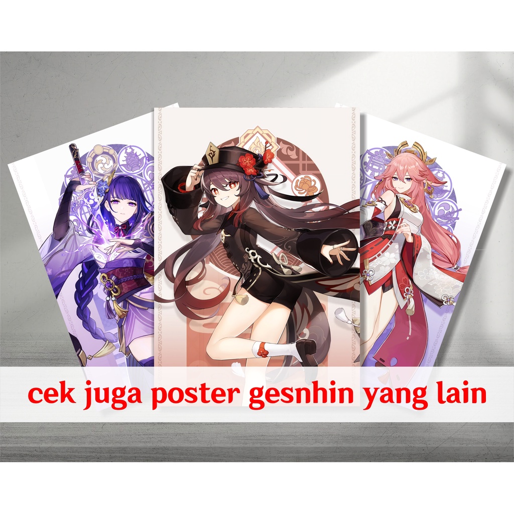 Koleksi Poster A3 Anime Game Hu Tao Raiden Shogun - Ayaka Eula Ganyu Kazuha Keqing Klee Shenhe Raiden Shogun Xiao Yae Miko Zhongli