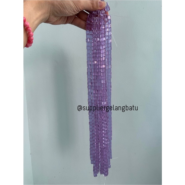 kristal Ceko kotak 8 x 8mm SOFT PURPLE QUARTZ crystal bross manik ungu