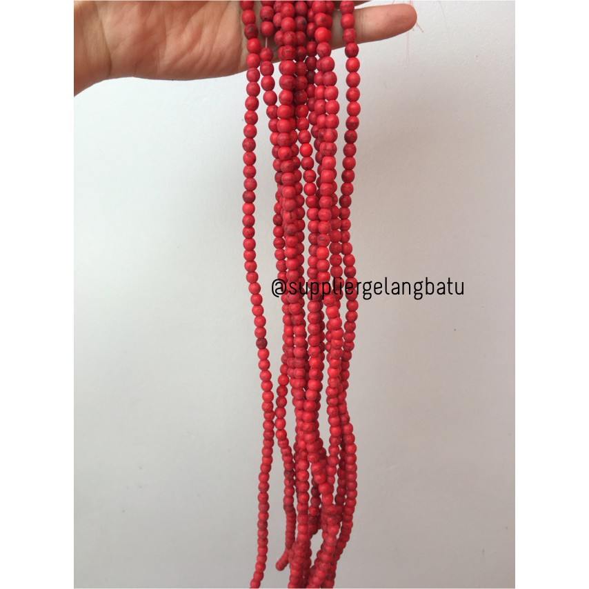 bahan merah pink pirus 6mm natural phyrus aksesoris gelang kalung bead firus batu alam serat doff