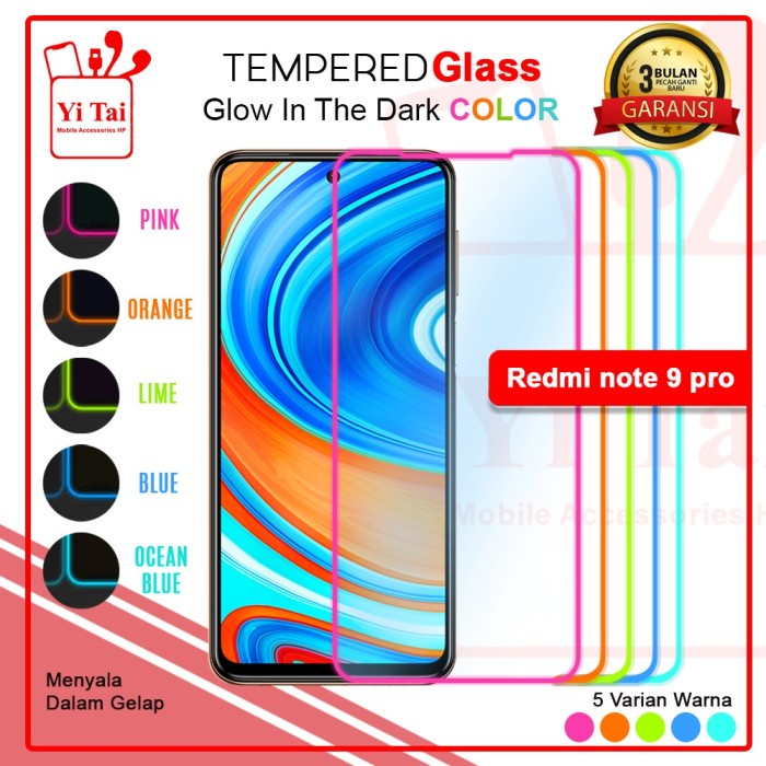 YI TAI - Glow In The Dark Tempered Glass Xiaomi Redmi Note 9 Redmi Note 9 Pro