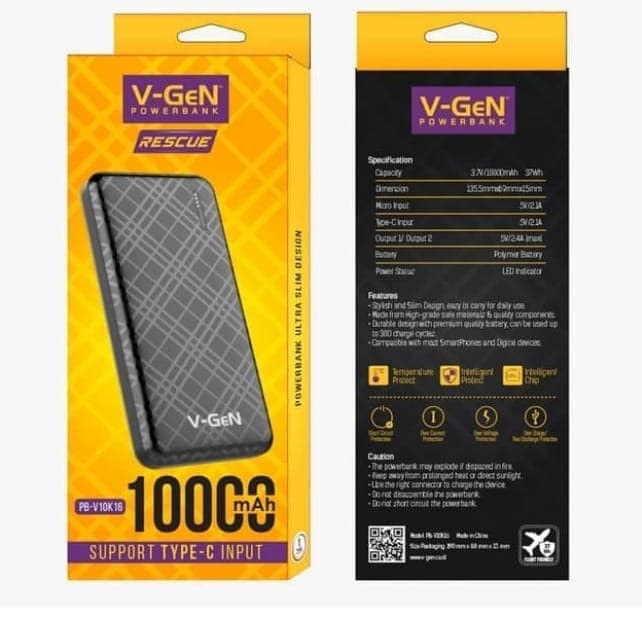 POWER BANK V-GEN 10.000mah TIYPE PB V10K16b