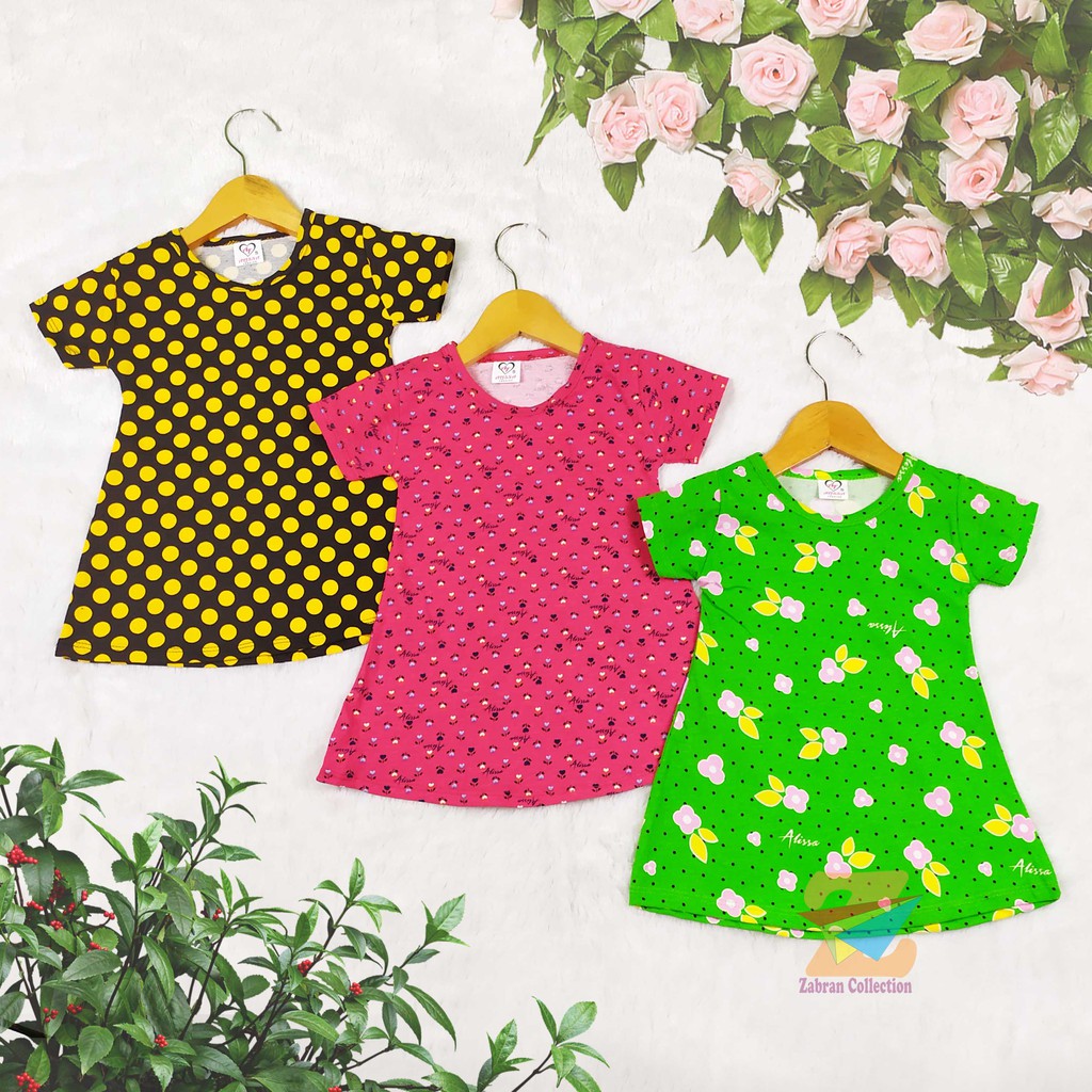 Isi 3 Kaos Dress Anak Lucu ( 1 Sampai 5 Tahun)