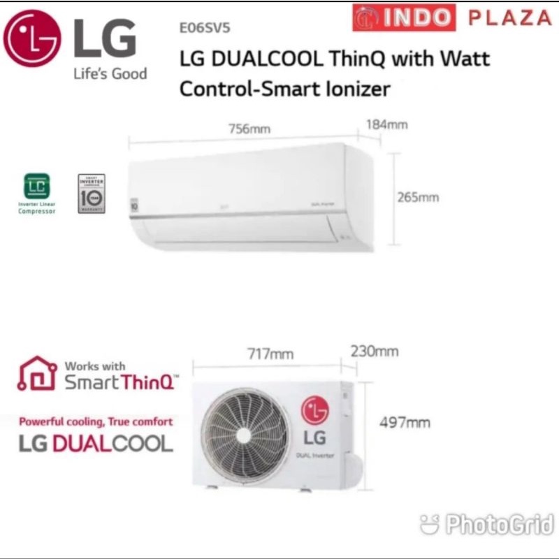 AC LG SMART 1/2 PK E06SV5 WIFI THINQ, IONIZER