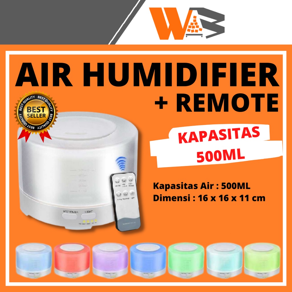 COD Air Humidifier Aromatherapy Aromaterapi 7 Color 500ml + Remote Control