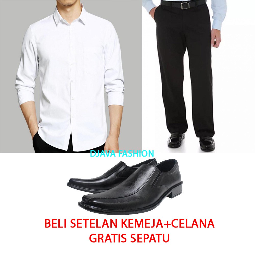 PROMO!! CELANA KERJA + KEMEJA FORMAL GRATIS SEPATU PANTOFEL