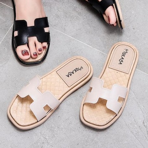 Sandal Slop H Wanita Jelly Import Mokaya (HPS-8856-PS) & 7168 Sandal Wanita Berkulitas-7168 - Cream