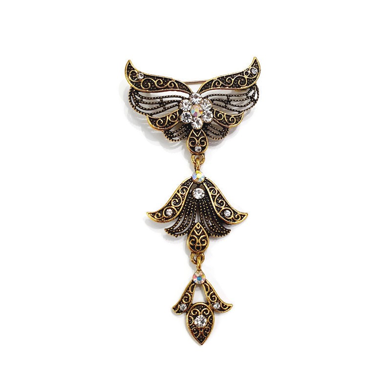 Bros Kebaya 3 Susun Terbaru Ukuran Kecil/Bros Pesta Mini/Bros Kutubaru Etnik/Bros Hijab Juntai-Gold Bakar