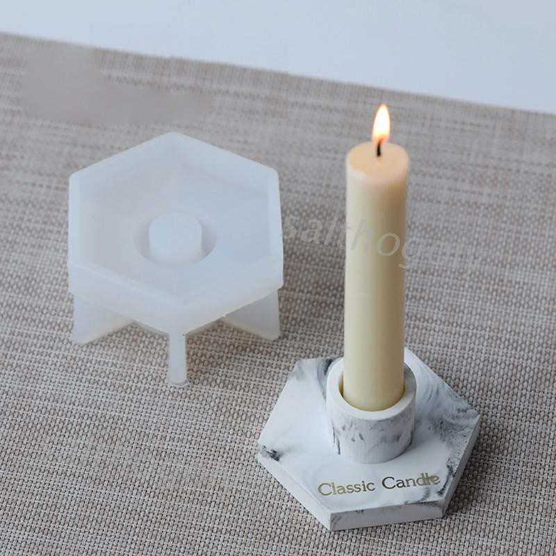 Moonlight&quot; Concrete Candlestick Epoxy Resin Molds Cement Candle Holder Silicone Mold Tools