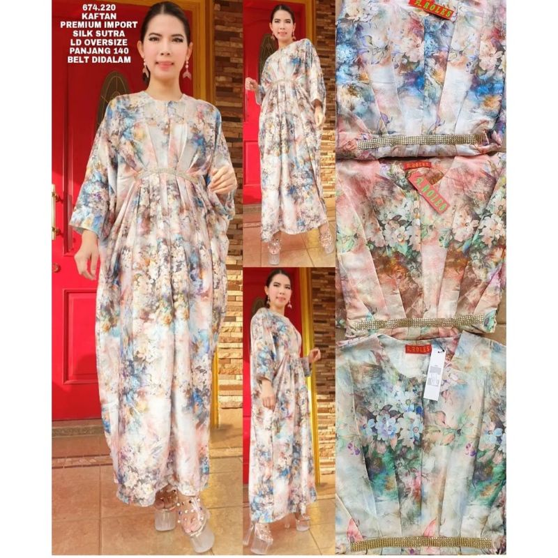 KAFTAN SILK FULL FLOWER/KAFTAN SILK TERBARU/KAFTAN WANITA IMPORT.