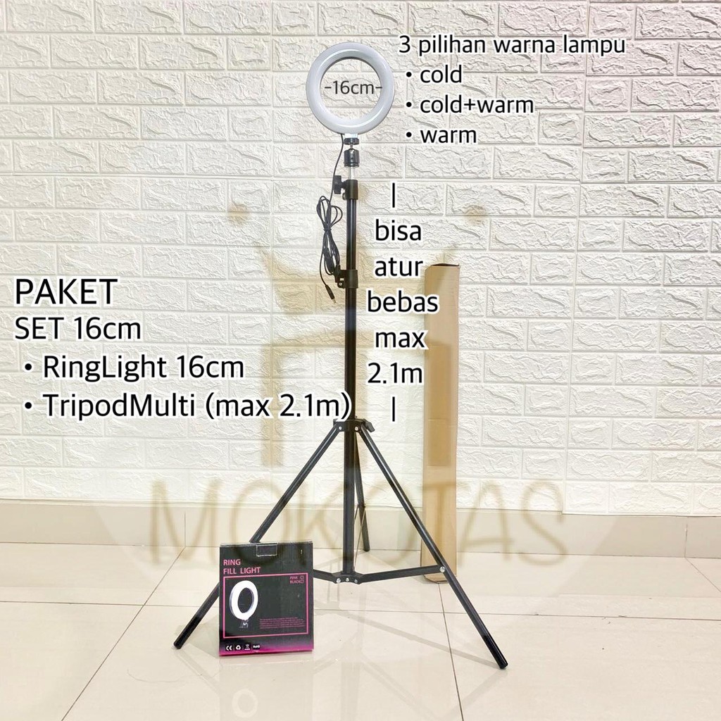 PAKET RING LIGHT LED 16CM 20CM 26CM 30CM LAMPU MAKE UP VLOG LAMPU RINGLIGHT TRIPOD MULTI TIKTOK LIVE