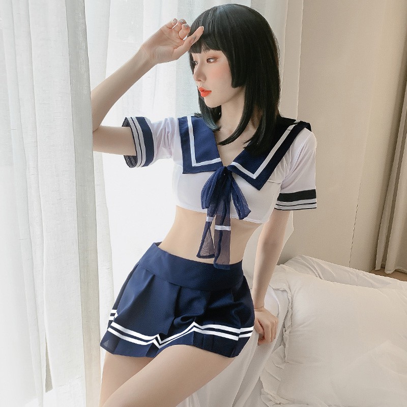 【Wetrose】Tiktok Set Lingerie Kostum Seragam Sekolah Sailor Seifuku Sexy Untuk Wanita