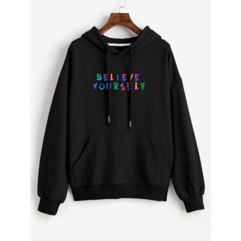 SWEATER HOODIE BELIEVE YOURSELF PRIA/WANITA