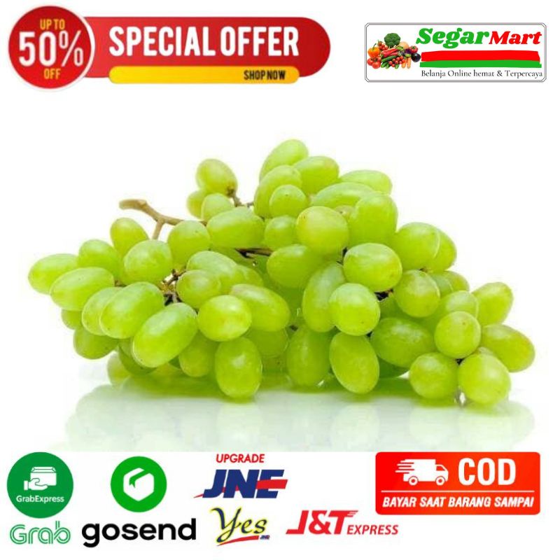 

Anggur Hijau green seedless import segar 250 gram murah Bandung