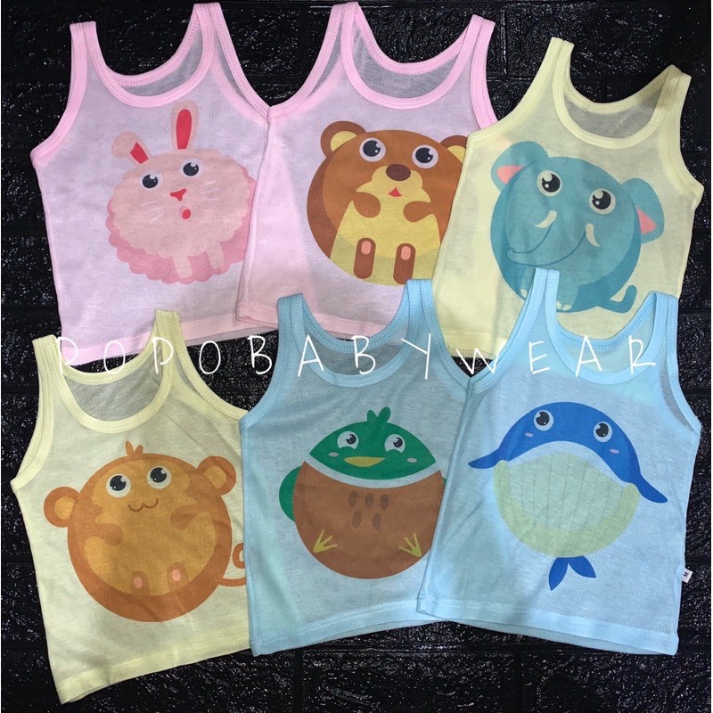 Kaos Dalam/Singlet Motif Warna 6pcs (req boy/girl)