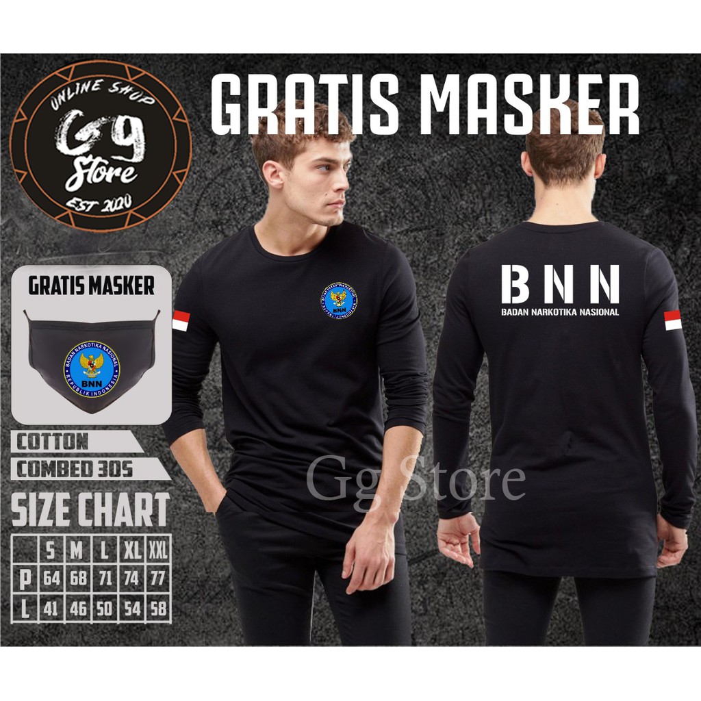KAOS BNN / T SHIRT BNN /  BISA TAMBAH NAMA+FREE MASKER / BNN INDONESIA / KAOS PRIA / KAOS CUSTOM