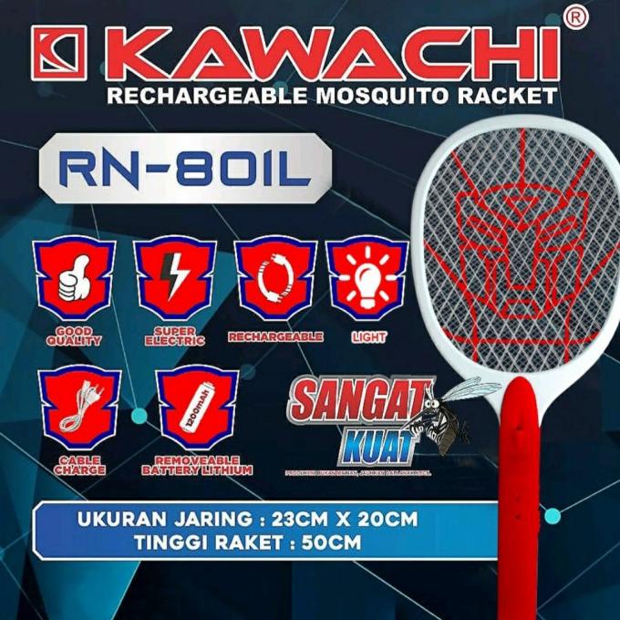 best produk] Raket Nyamuk RN 801L Rechargeable Cas Listrik + Baterai bisa Ganti