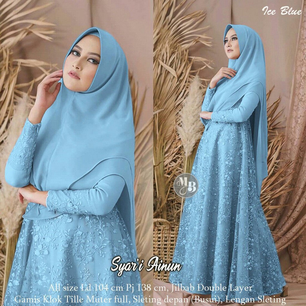 Sett gamis syar i Ainun paket gamis dan kerudung  Shopee  Sett gamis syar i Ainun paket gamis dan kerudung  Shopee
