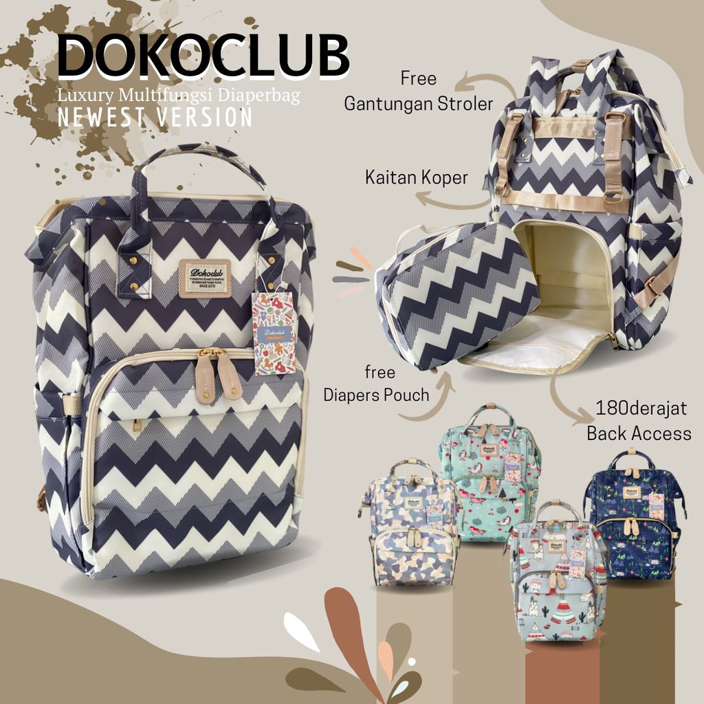 3.3 CRAZY SALE !! TAS DIAPERBAG  DOKOCLUB / TAS BAYI MULTIFUNGSI  (INC POUCH PORTABLE)