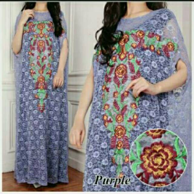 Kaftan Mila brokat silk full bordiran (tanpa mangset)