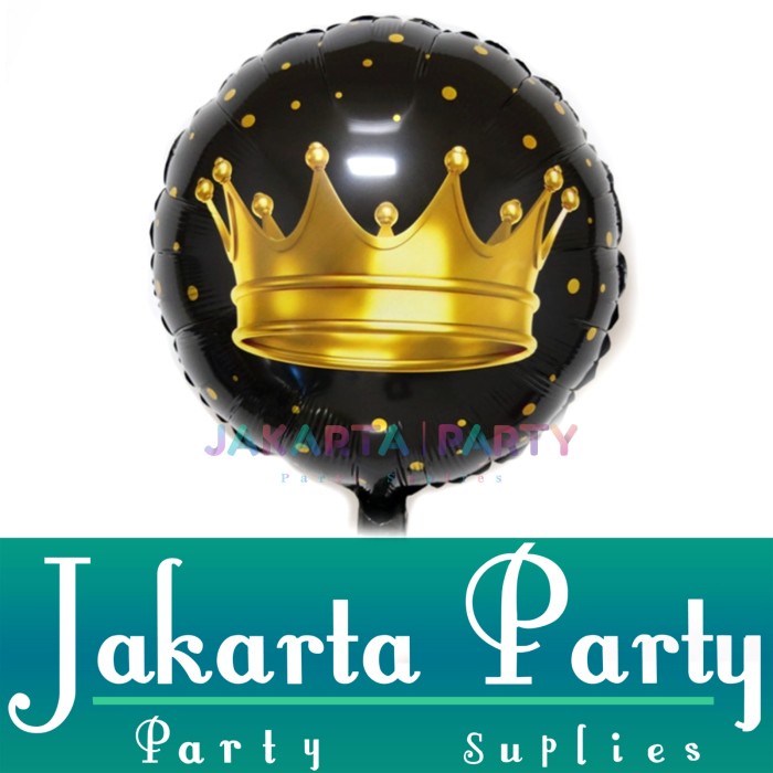 Balon Foil Bulat Motif Crown / Balon Foil Bulat / Balon Foil Bulat