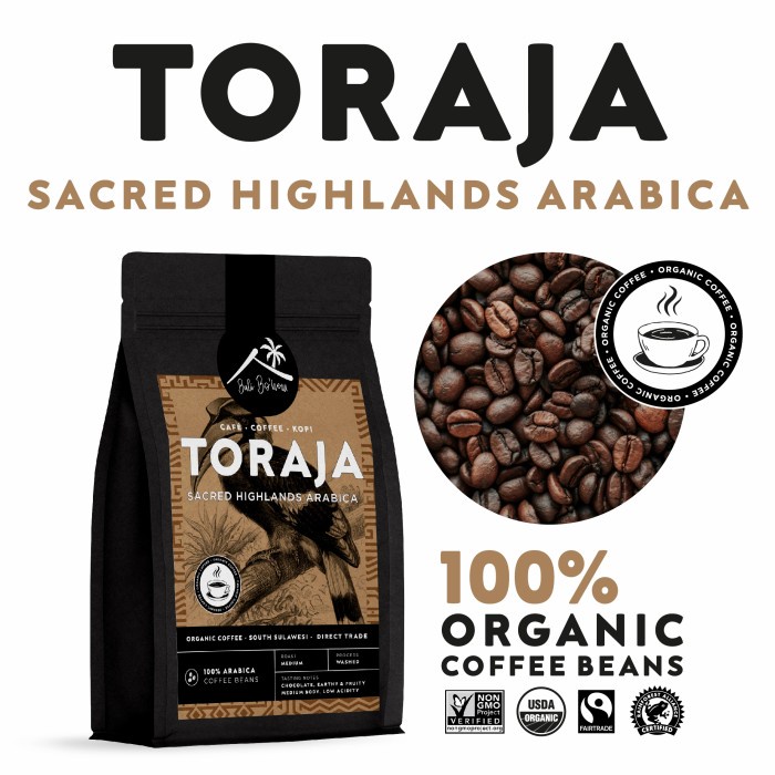 

Bali Bo'hem Biji Kopi Organik Arabika TORAJA (coffee pouch) 200g/500g/1kg - Single Origin Coffee