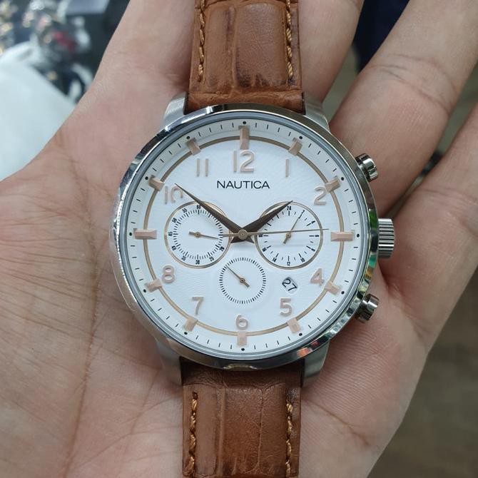 Nautica Nai16525G Silver Brown Jam Tangan Pria Original Ori Laurusmart