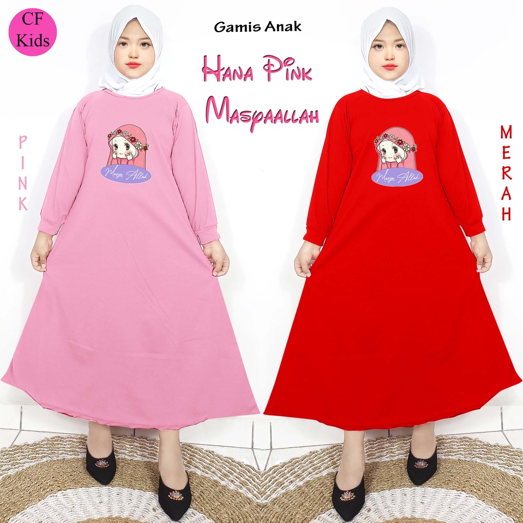 Gamis Anak Perempuan DTF Hana Pink Masya Allah CF Kids