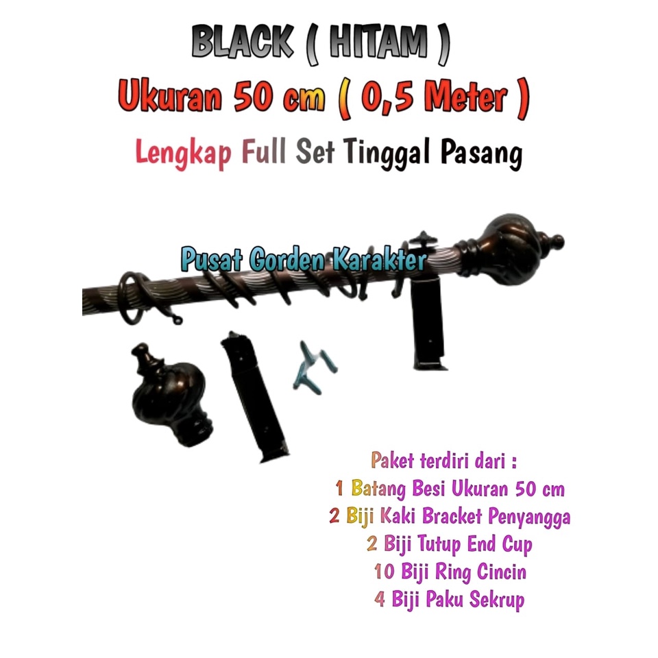 Besi Gorden Hordeng Jendela Minimalis 50 cm Setengah Meter Besi Gorden Hordeng Full Set Murah Besi G