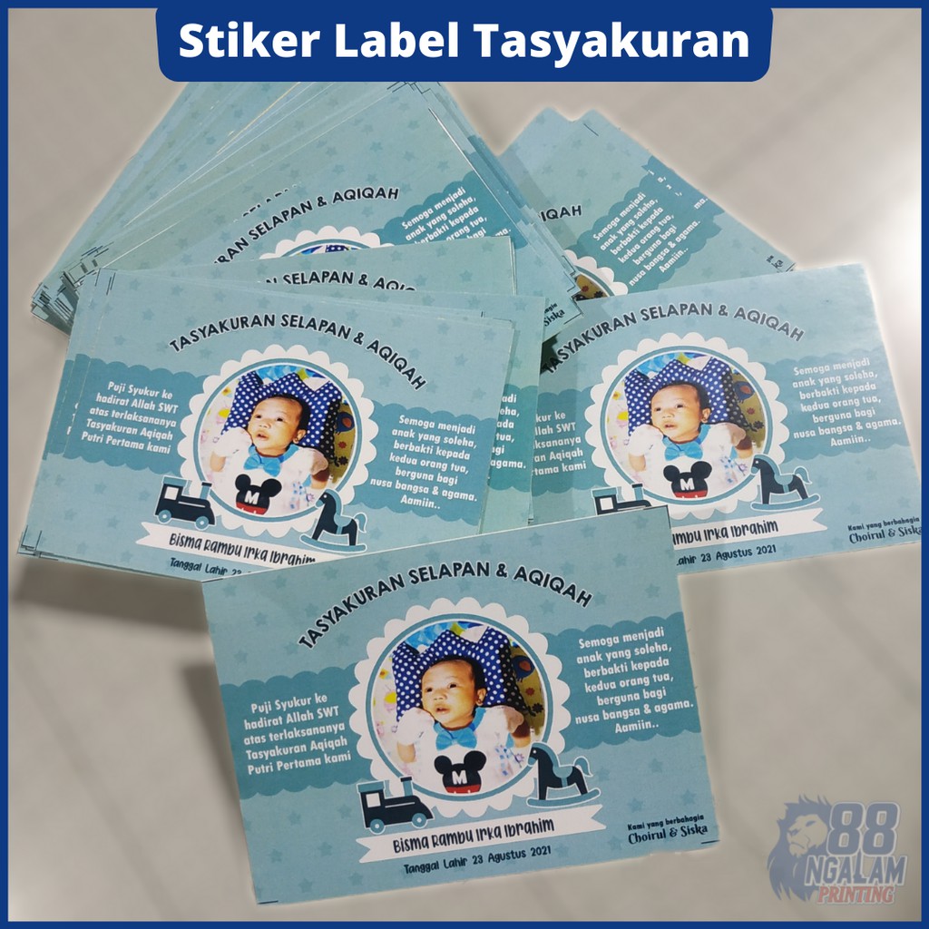 

CUSTOM Cetak Label Tasyakuran / Stiker Hajatan / Bahan berPEREKAT
