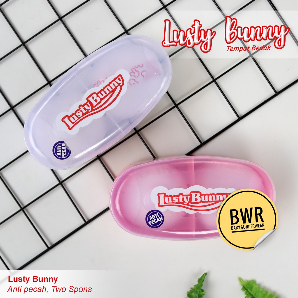 Tempat Bedak Lusty Bunny TB1516 / TB1530 Anti Pecah 2 With Puff Original Bunny - Bwr IX