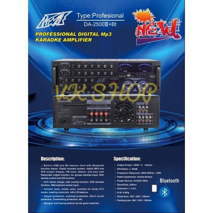 Amplifier Audio Pewie DA2500 ii BT / DA2500iiBT Original Profesional