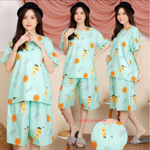Setelan Jumbo Tampil Santai Tetap Cantik PIYAMA SETELAN  JUMBO KATUN KARAKTER BAJU TIDUR KANCIN