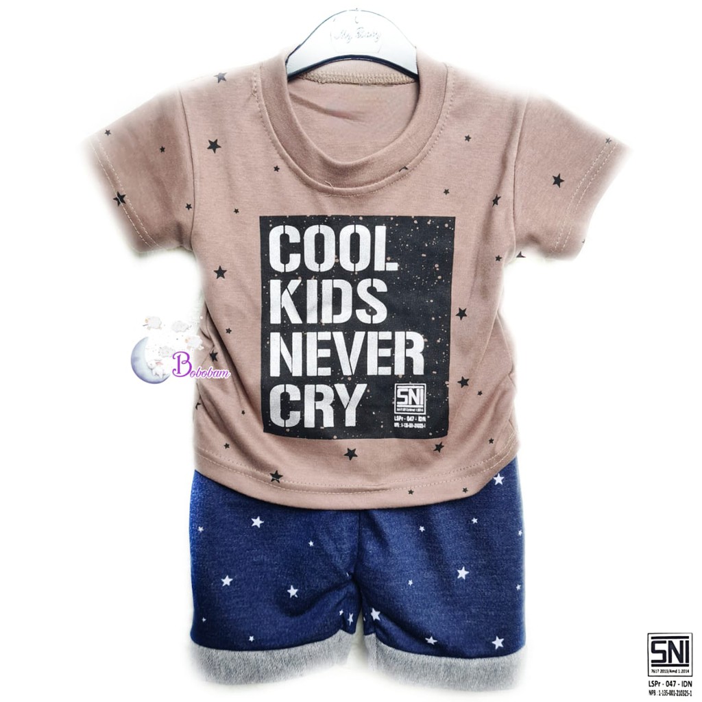 BAJU BAYI ECER CASUAL KASUAL SETELAN ANAK COOL KIDS NEVER CRY / SETELAN ANAK HARGA GROSIR