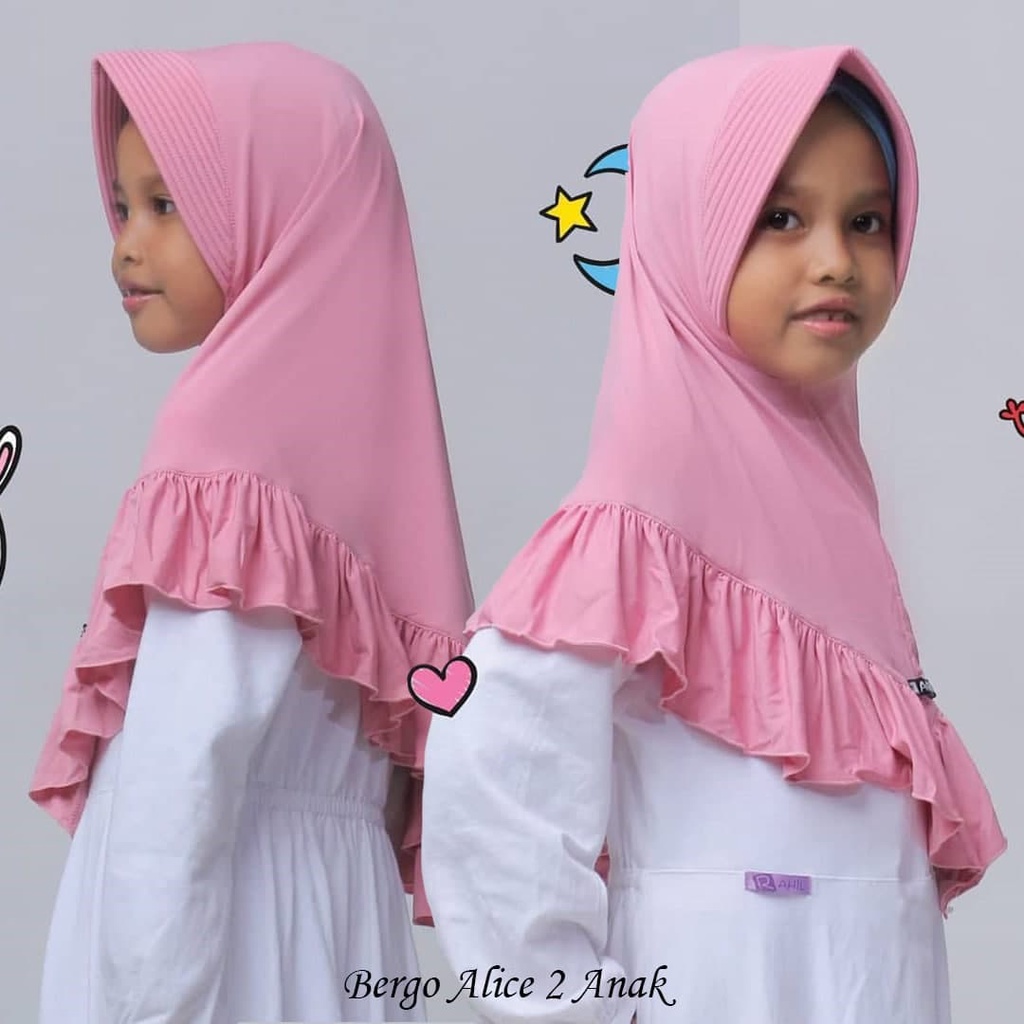 Bergo anak alice 2 by agnia M / Hijab bergo polos anak size M
