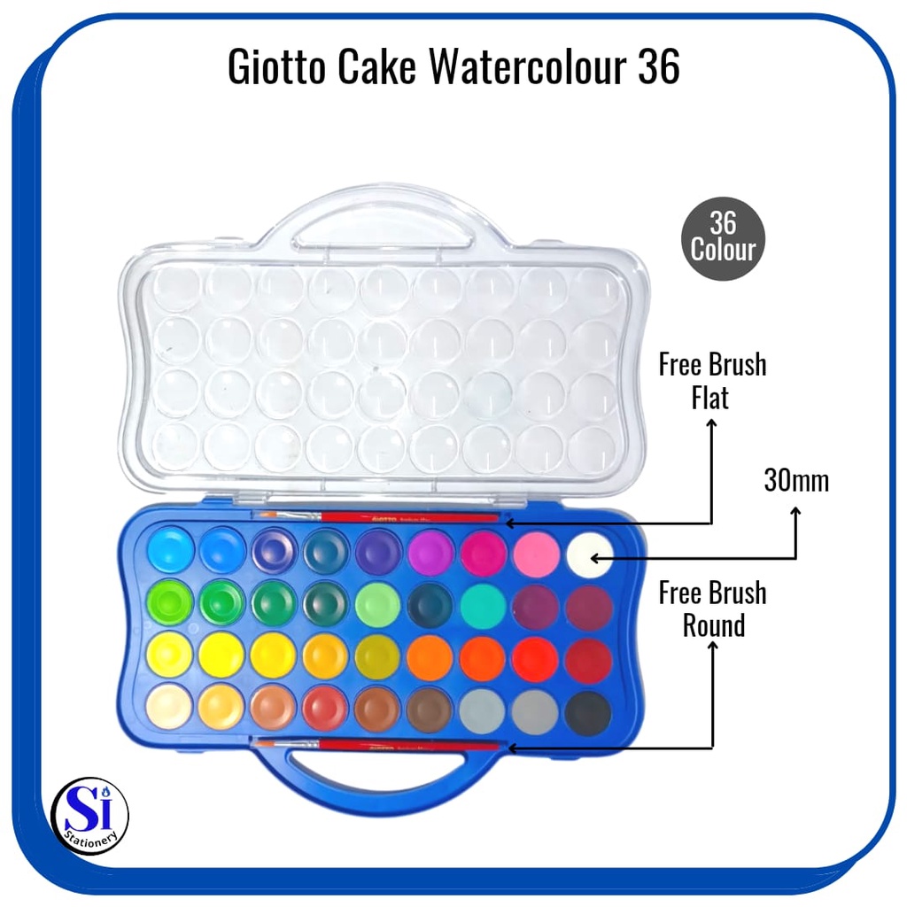 

Watercolor Cake Giotto 30mm Acquerelli 36 Warna Round Block
