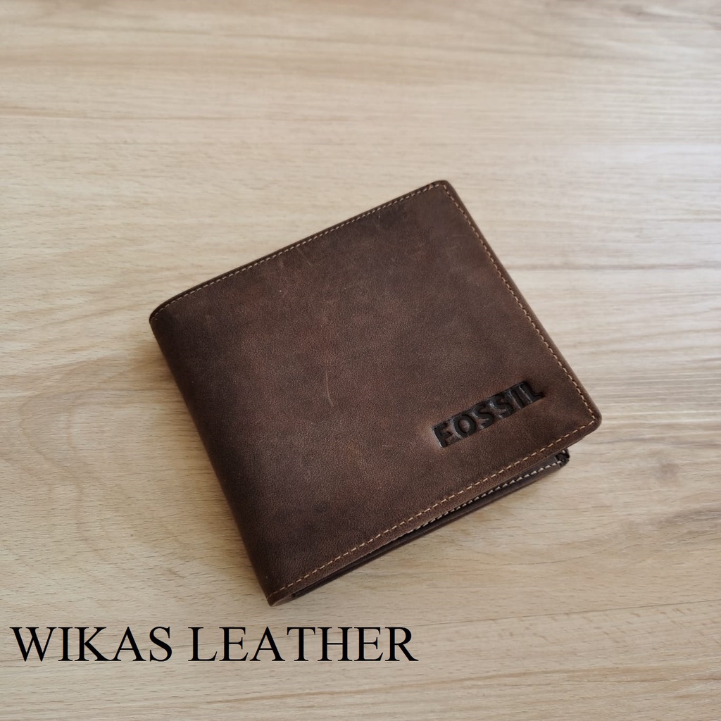 Dompet Pria Kulit Asli Model Tidur WKS-13 Tekstur Kulit Crazy Horse-4
