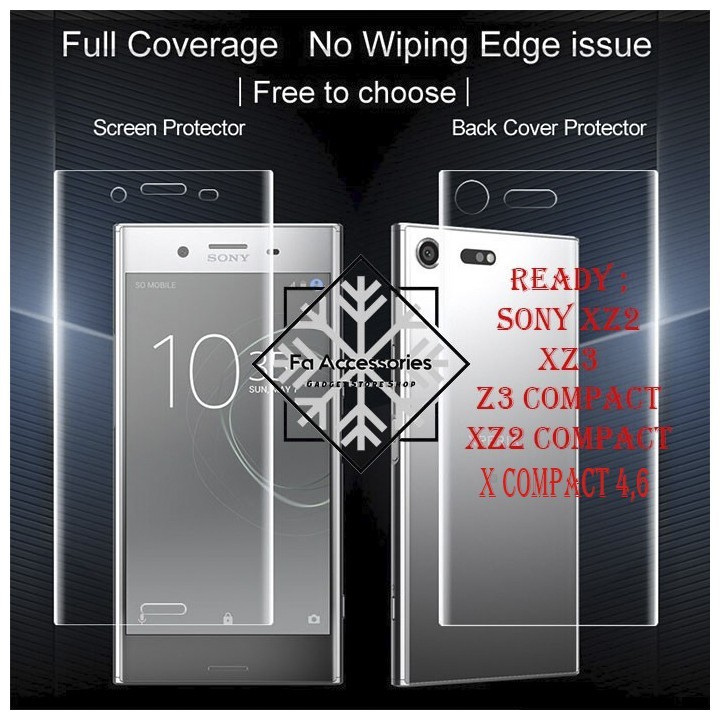 FA ANTI GORES JELLY HYDROGEL SONY XPERIA X 4,6 Z Z3 XZ2 XZ3 ULTRA PREMIUM COMPACT FULLSCREEN PROTECTOR SHOCK