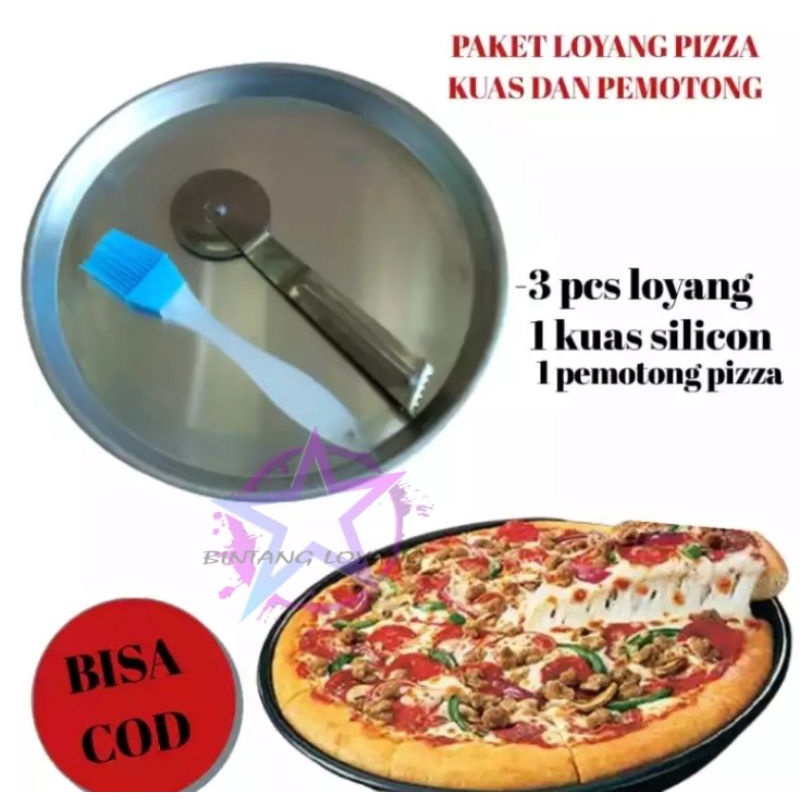 3 PCS LOYANG PIZZA DIAMETER 20 CM GRATIS PEMOTONG PIZZA + KUAS SILIKON