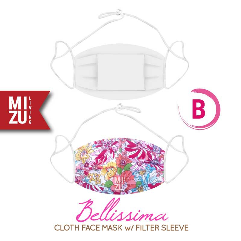 [SALE] MIZU BELLISSIMA Cloth Face Mask Masker Kain Corak Bunga 3Ply Sarung Filter NON-MEDIS REUSABLE-B