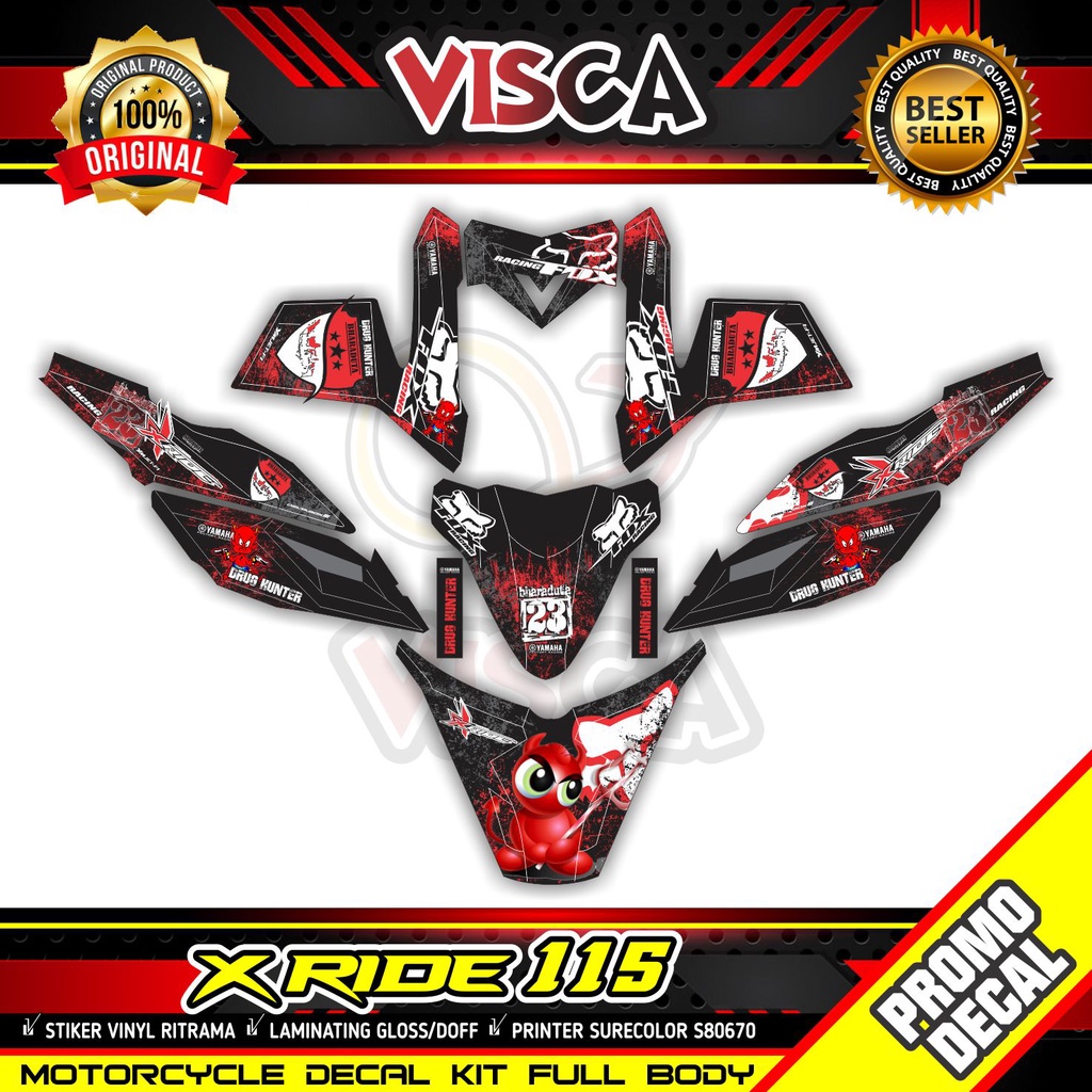 Decal Xride 115 Full Body Stiker Xride 115 Dekal Xride 115 Fox Racing Lil Devil