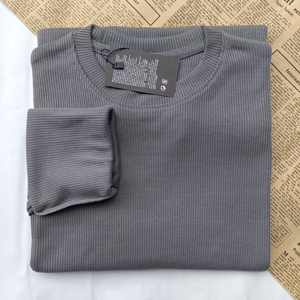 PART II Kaos Rib Premium / Kaos Grosir / Kaos Rib Premium Tebal / Kaos Lengan Panjang Termurah-Abu