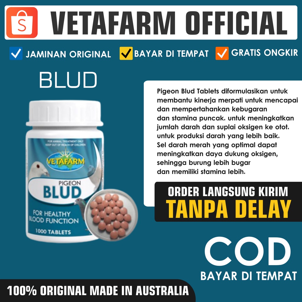 VETAFARM PIGEON BLUD ORIGINAL 100% IMPORT AUSTRALIA - HARGA PER BUTIR