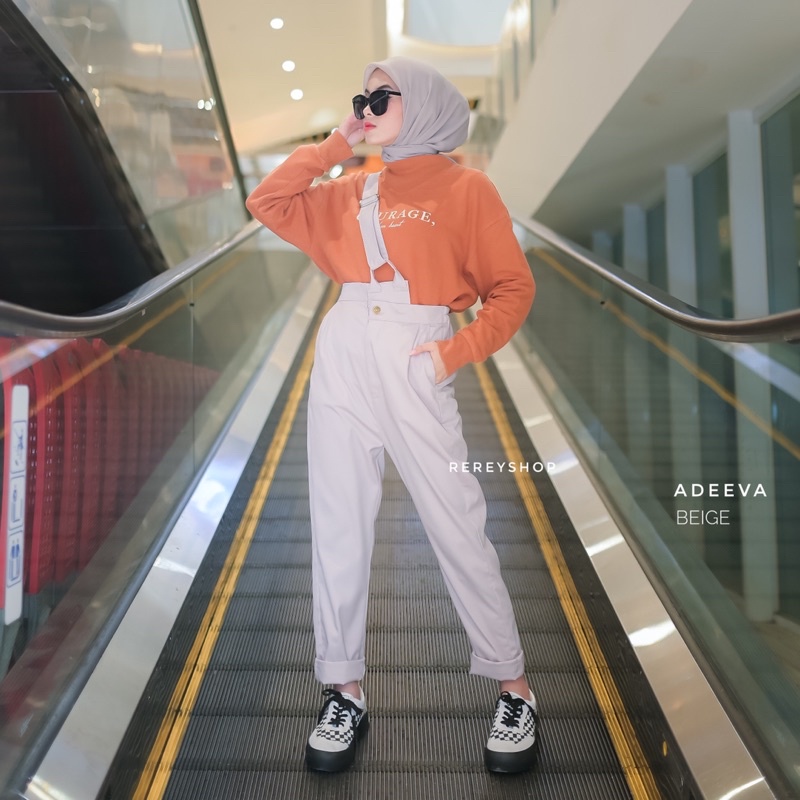 Rereyshop - Adeeva Overall Celana Pants Kekinian Simple Bahan Tebal Korean Style