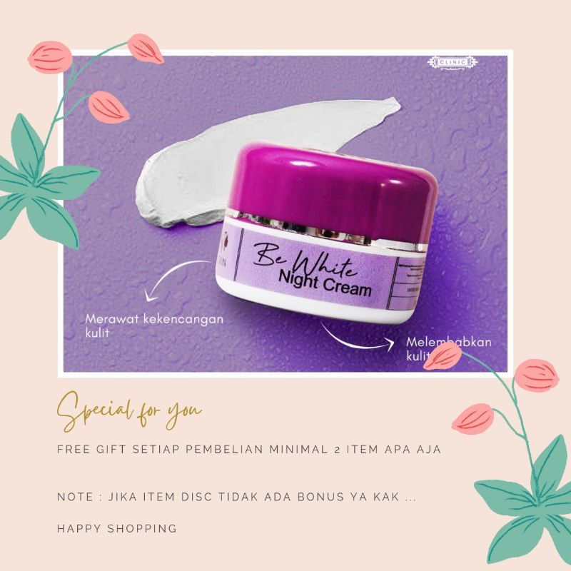 ( BISA COD ) ORIGINAL BPOM NIGHT CREAM BE WHITE new ns skincare PEMUTIH WAJAH