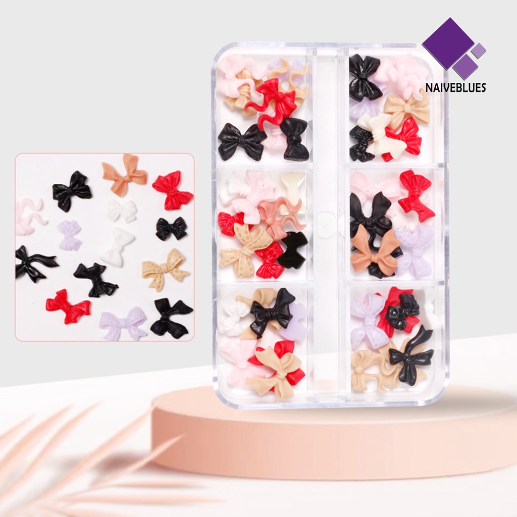 Naiveblue &gt; Ornamen 3D Bentuk Beruang / Bunga / Hati / Pita Bahan Resin Untuk Dekorasi Nail Art / Manicure