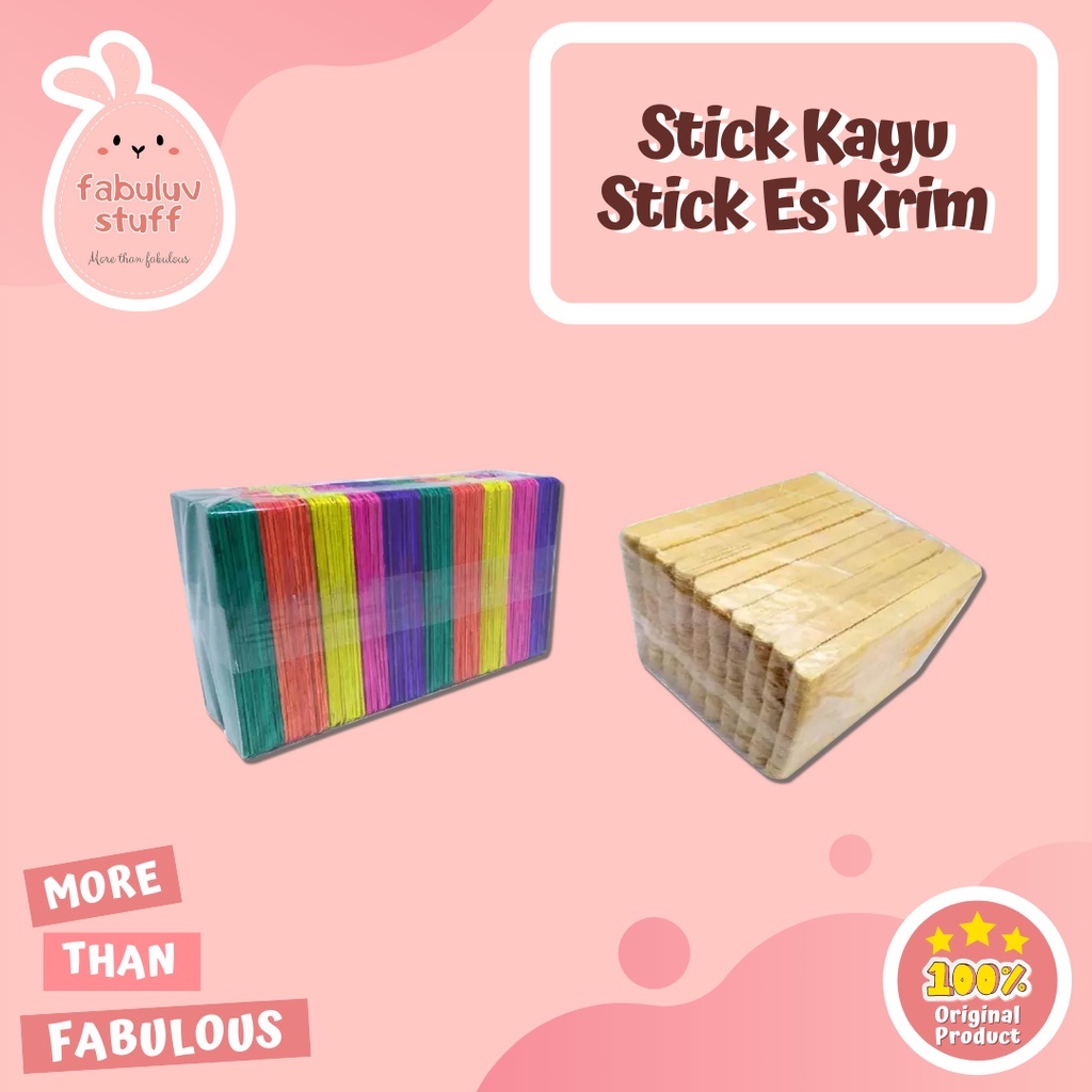 

ATK ~ Stik Kayu / Stik Es Krim / Stik Prakarya Polos dan Warna isi 50
