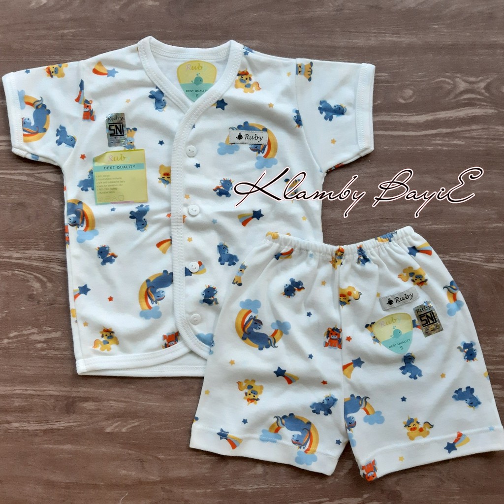 Setelan Baju Pendek Bayi 0-12 Bulan Ruby SNI Perlengkapan Bayi Baru Lahir Murah