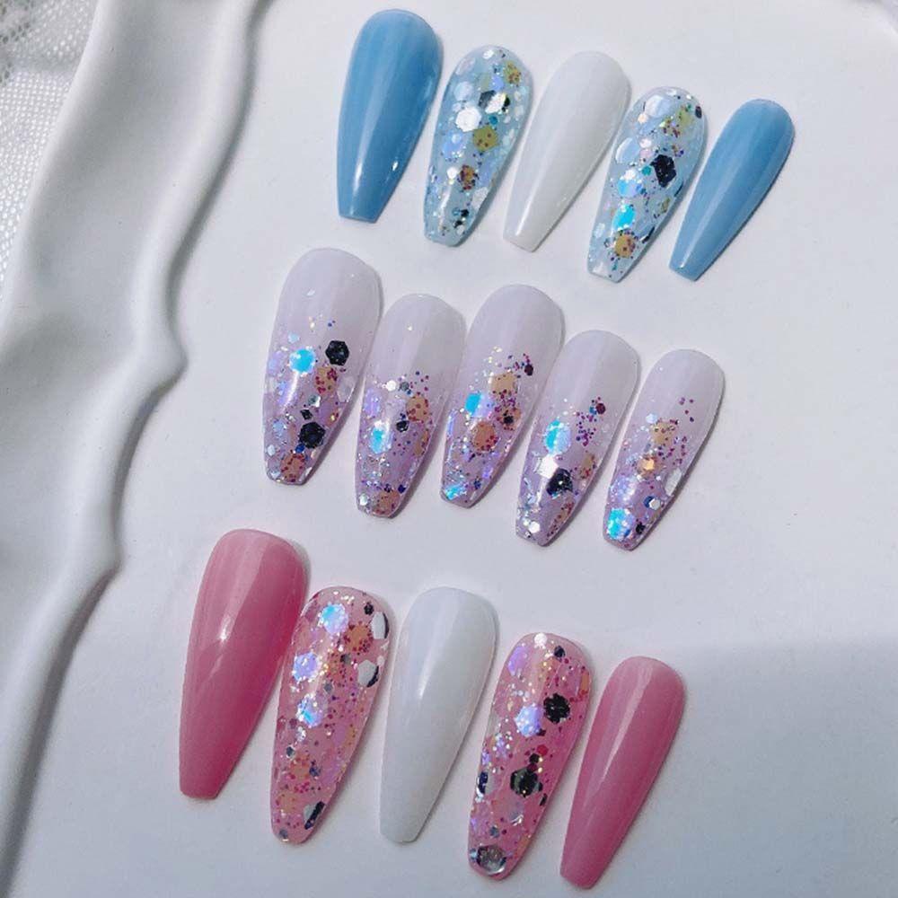 Mxbeauty Hologram Kuku Decals Wanita Sparkly Manicure Nail Art Dekorasi Musim Panas Hexagon Nail Paillette