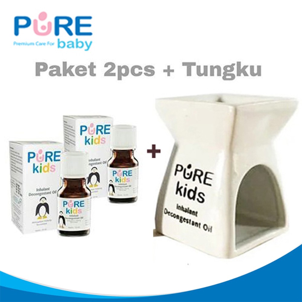 Pure Kids Inhalant Decongestant Oil 10ml x2 Paket Tungku Aromaterapi Anak